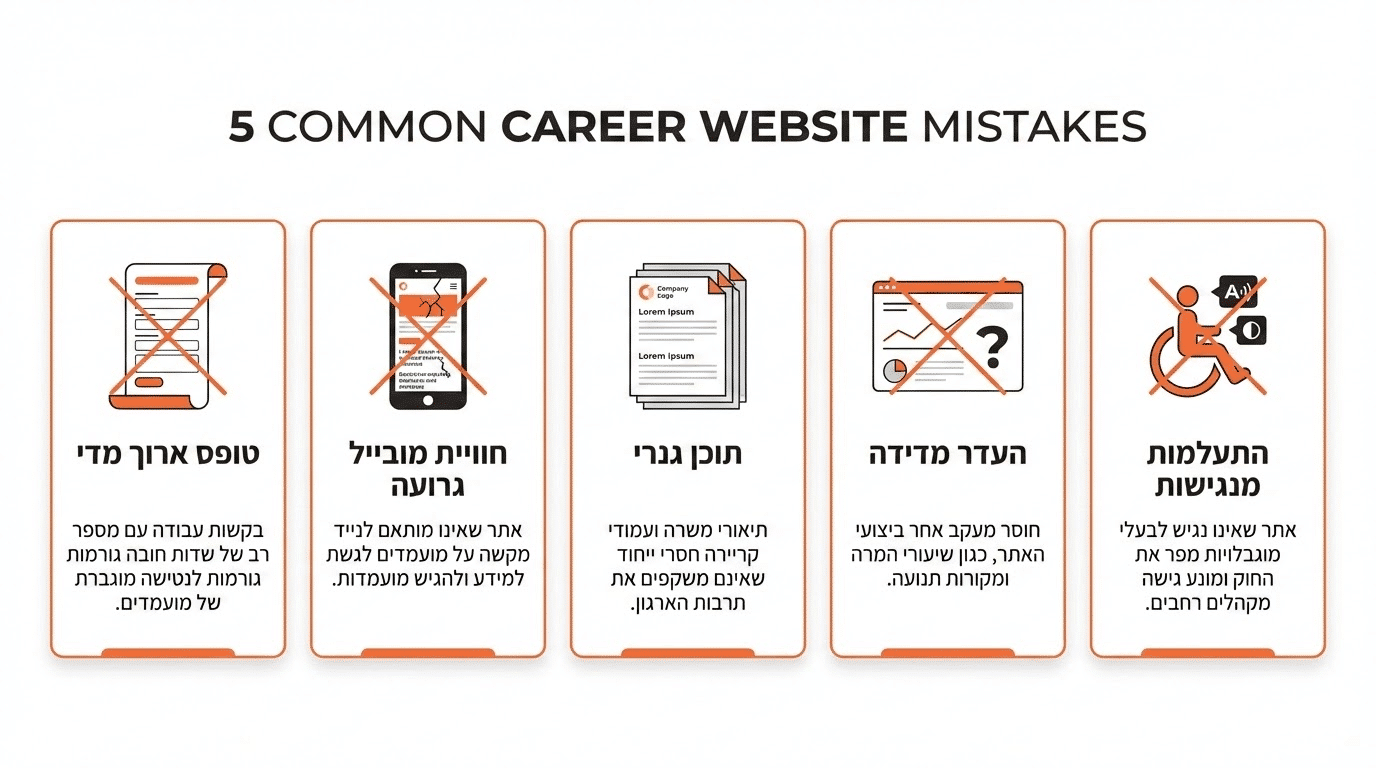 טעויות נפוצות באתר קריירה